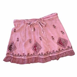 VINTAGE SHORELINE Embroidered Wrap Skirt